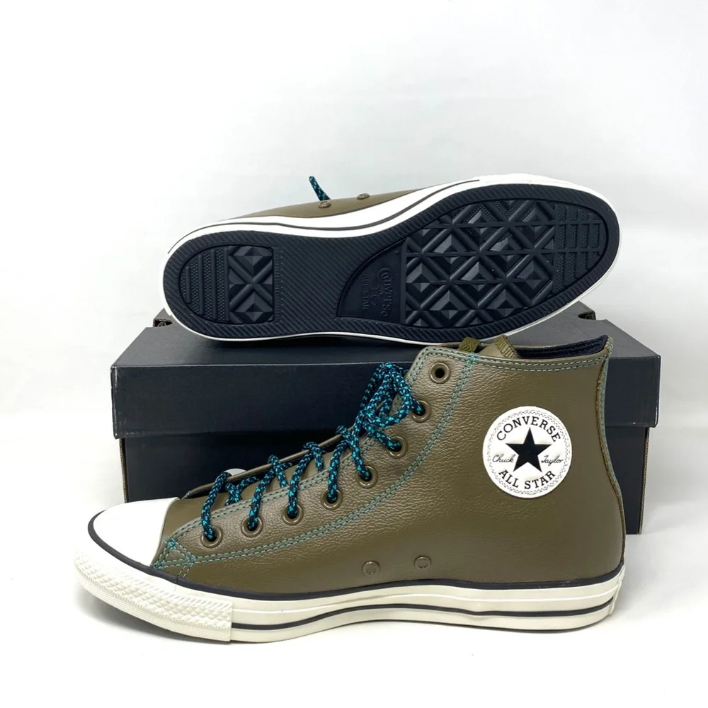 Converse Chuck Taylor All Star High Top Green Olive WomenLeather Sneakers165957C_9